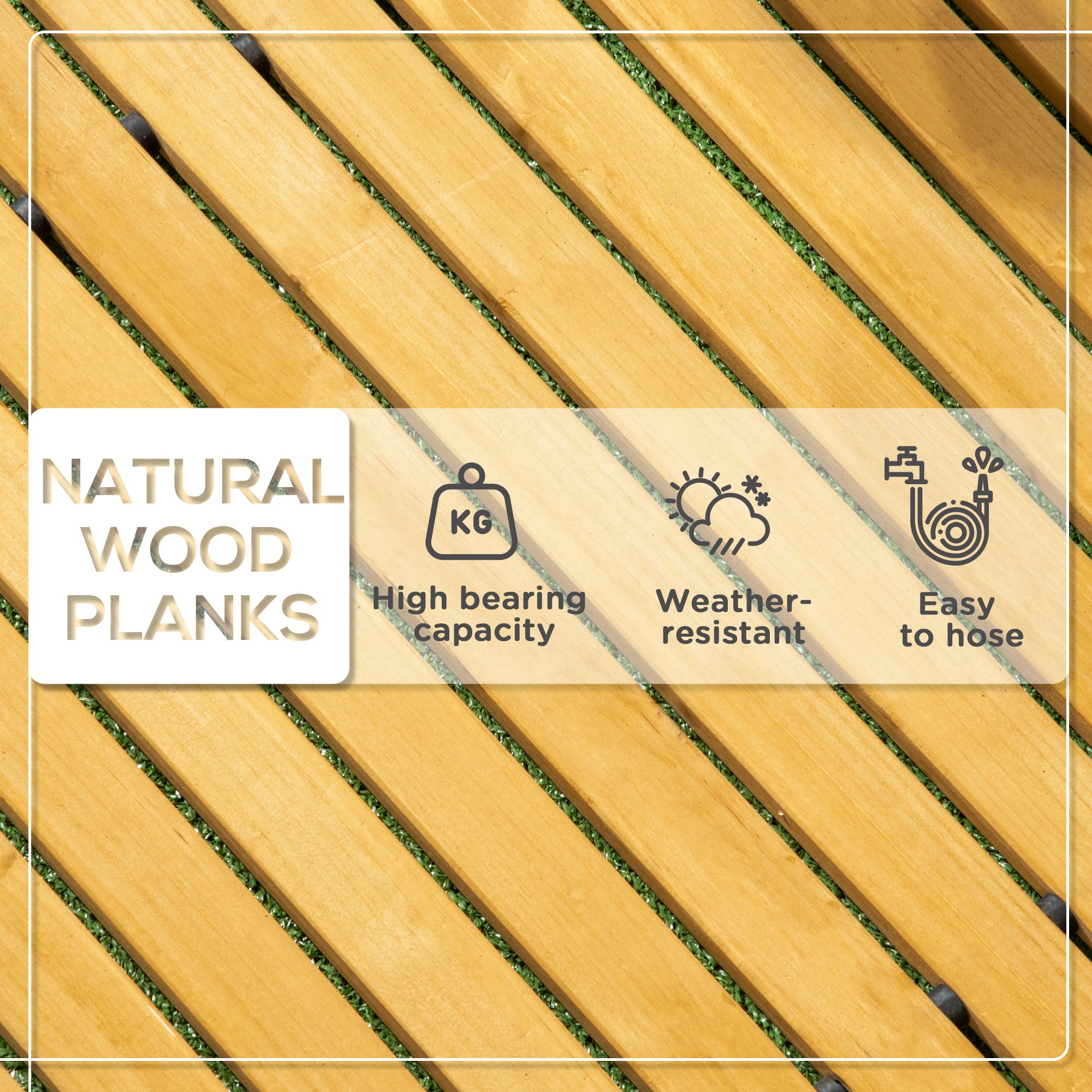 Outsunny Rollable Wooden Garden Pathway Weather-Resistant Walk Way for Wedding Party Pathways 185 x 60 cm 