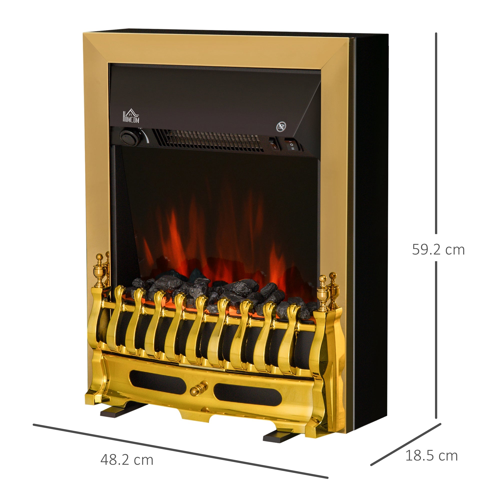 HOMCOM Electric Fireplace LED Light Complete Fire Place Heating Indoor Heater Coal Burning Flame Effect Heat 2000W Max 
