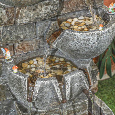 Outsunny Outdoor Water Fountain with LED Lights, 80cm Tall 5 Tiers Cascading Water Feature for Garden Patio Home Decor, Mixed 