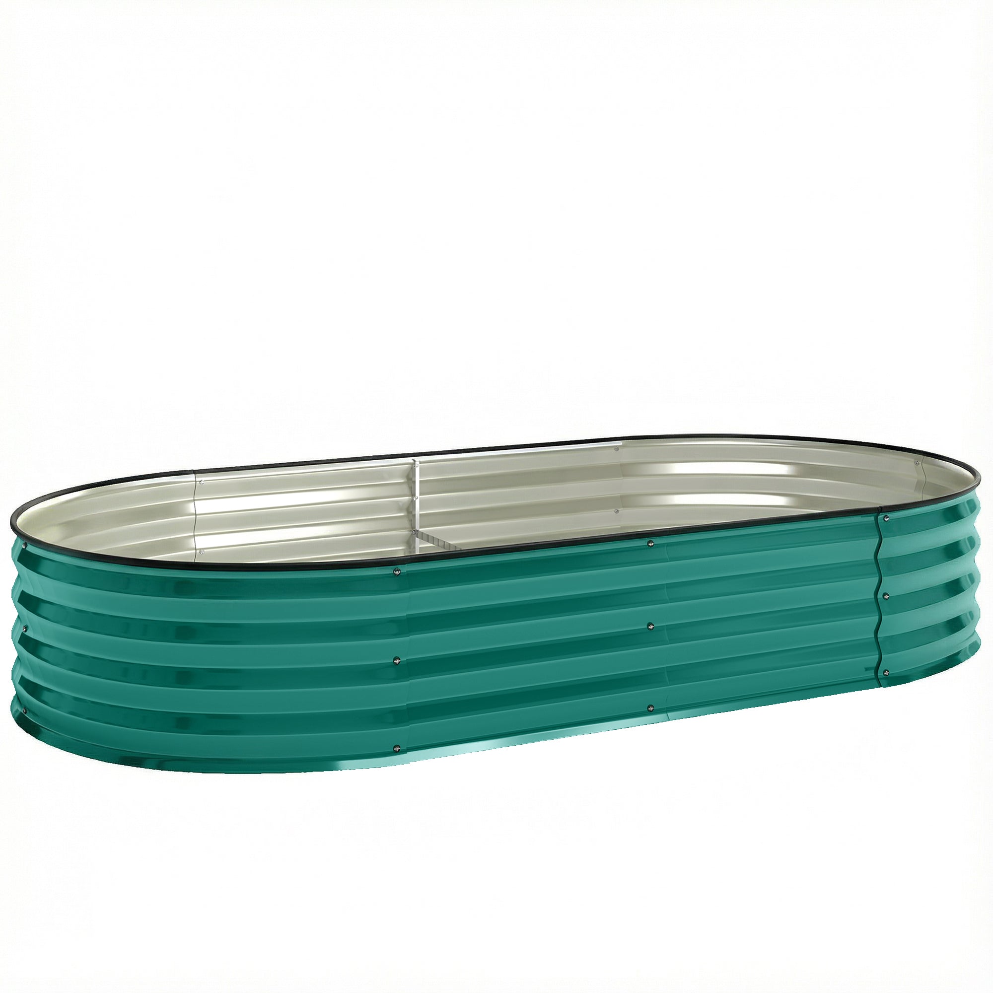 Outsunny Galvanised Raised Garden Bed, Metal Planter Box with Safety Edging, for Flowers, Herbs, Succulents, Light Green 