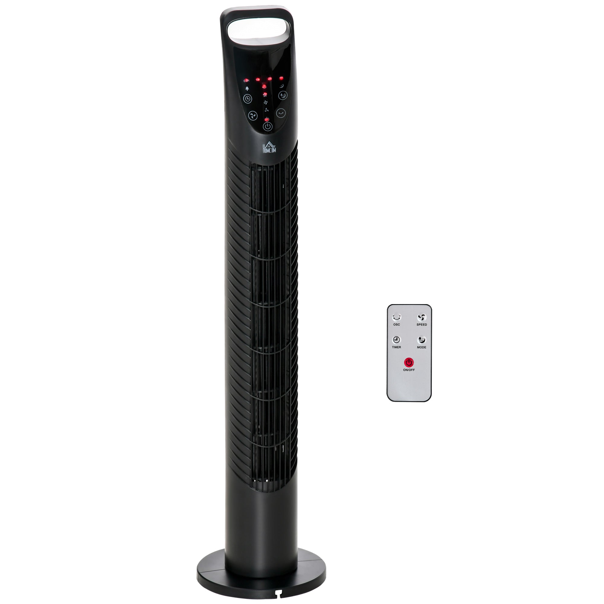 HOMCOM 31" Oscillating Tower Fan with Remote Control, 7.5H Timer, 3 Speed 3 Modes, Electric Floor Standing Cooling Fan for Home Bedroom Office, Black 