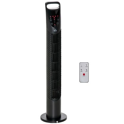 HOMCOM 31" Oscillating Tower Fan with Remote Control, 7.5H Timer, 3 Speed 3 Modes, Electric Floor Standing Cooling Fan for Home Bedroom Office, Black 