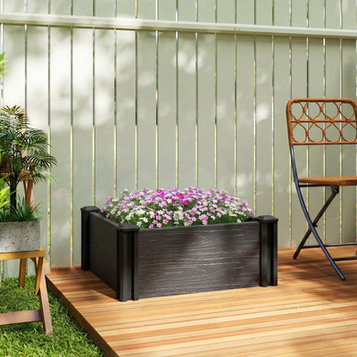 Outsunny Vinyl Raised Garden Bed Kit, 2 x 2 x 1ft Modular Elevated Garden Box with Slotting Legs and Open Bottom, Dark Grey 