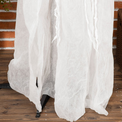 Outsunny 74 Inch Halloween Decorations White Witch Holding Pumpkin Head, Standing Skeleton Ghost Prop Life Size with Light Up Eyes and Body 