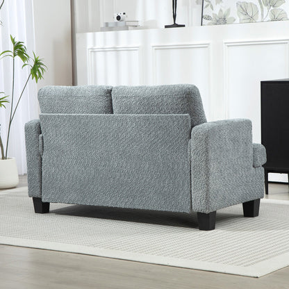 HOMCOM 2 Seater Sofa, Loveseat Sofa with Removable Back Cushions, Chenille Fabric Small Couch Settee with S-springs for Living Room, Bedroom, Home Office, Light Grey 