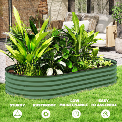 Outsunny Set of Two 181 x 93cm Steel Planters - Green 