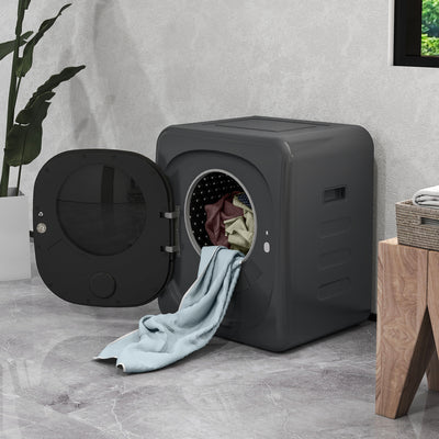 HOMCOM 4kg Vented Tumble Dryer with Deodorize, Smart Mode, 800W Compact Tumble Dryer with Stainless Steel Tub, Front Load, for Flat, Home, RVs, Grey 