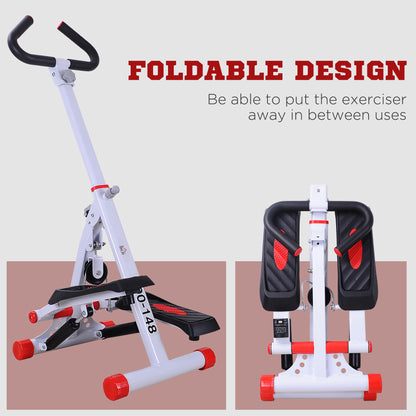 HOMCOM Stepper w/ Handle Hand Grip Workout Fitness Machine For Fitness Aerobic Exercise Home Gym Red 