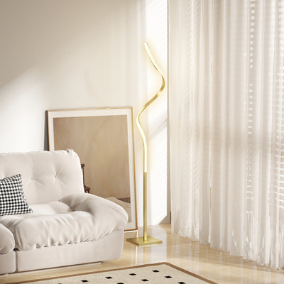 HOMCOM LED Floor Lamp with 3 Adjustable Brightness, Modern Standing Lamp with Foot Switch for Bedroom, Living Room, Gold Tone 