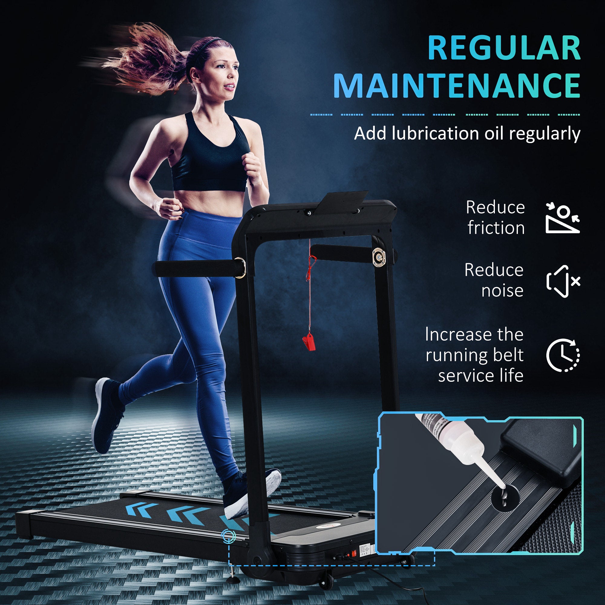HOMCOM Folding Treadmill, 1.85HP Installation-Free Walking Jogging Running Machine, 12KM/H with 12 Pre-Programs and LED Display for Home Gym Office 