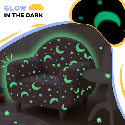 AIYAPLAY Kids Armchair, Glow in the Dark Chair with Star Design for Bedroom, Playroom, Kids Room, Pink 