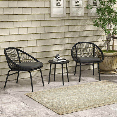 Outsunny Three-Piece Rattan Bistro Set - Black 