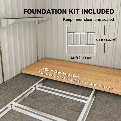 Outsunny 7 x 5ft Galvanised Metal Shed, with Sliding Door - Light Grey 