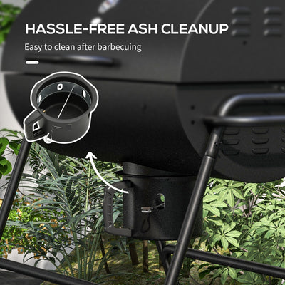 Outsunny Steel Charcoal BBQ, with Ash Catcher and Warming Rack 