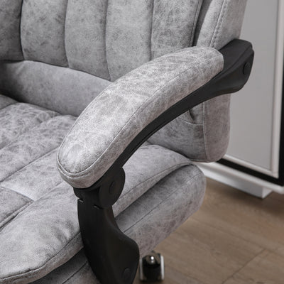 Vinsetto Office Chair with Massage and Heat, Microfibre Reclining Computer Desk Chair with Footrest and Adjustable Height, Swivel Wheels for Home Office, Grey 