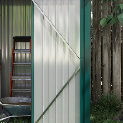 Outsunny 5.3 x 3.1ft Corrugated Steel Garden Shed - Green 