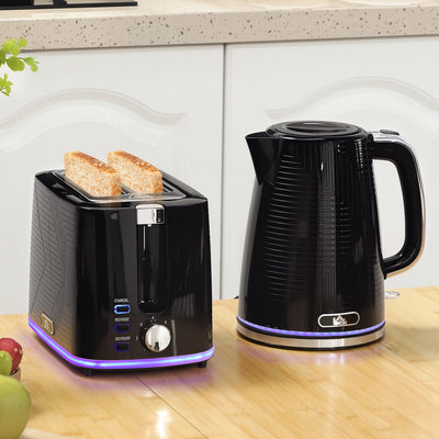 HOMCOM Modern Kettle and Toaster Set - Black 