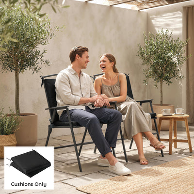 Outsunny Outdoor Seat Cushions Set of 2 with Ties, Waterproof Garden Seat Pads, Black 