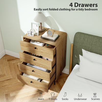 HOMCOM Modern Chest of Drawers with 4 Drawers - Oak 