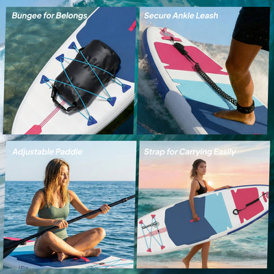 Outsunny Inflatable Stand Up Paddle Board, 305x89x15cm Extra-Wide SUP with Non-Slip EVA Deck, Adj Aluminum Paddle 