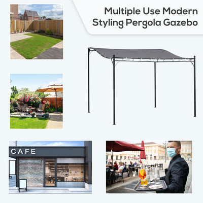 Outsunny 3x3m Freestanding Metal Wall Awning Canopy Grey 