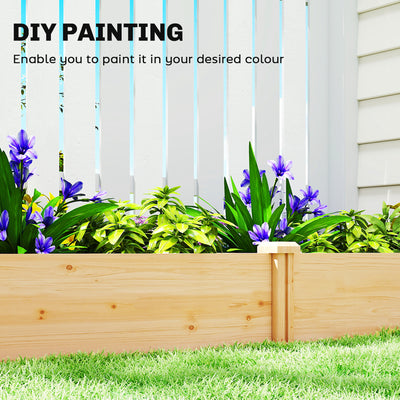 Outsunny Raised Garden Bed, Wooden Planter Box with Divider and Open Bottom for Flowers, Herbs, Vegetables, DIY Painting 