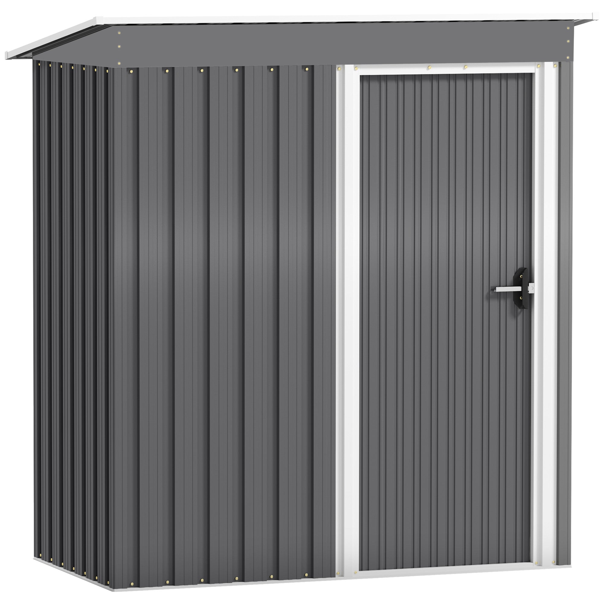 Outsunny 5 x 3ft Garden Storage Shed with Sliding Door and Sloped Roof Outdoor Equipment Tool, Light Grey 