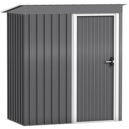 Outsunny 5 x 3ft Garden Storage Shed with Sliding Door and Sloped Roof Outdoor Equipment Tool, Light Grey 
