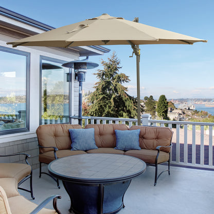 Outsunny 3m Beach Hanging Umbrella Parasol - Khaki 