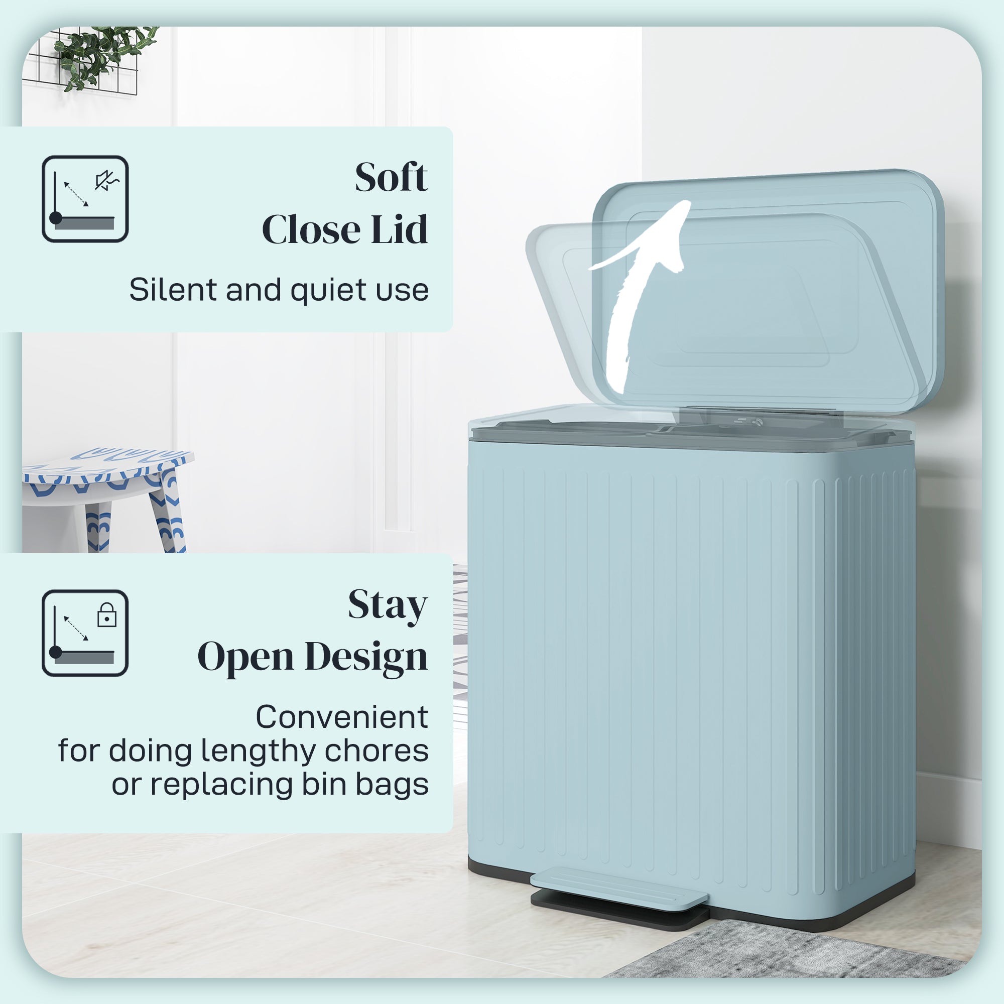 HOMCOM Dual Kitchen Bin, 2 x 20L Double Bin for Recycling and Waste, Fingerprint-proof Pedal Bin with Soft-Close Lid, Removable Inner Buckets, Light Green 