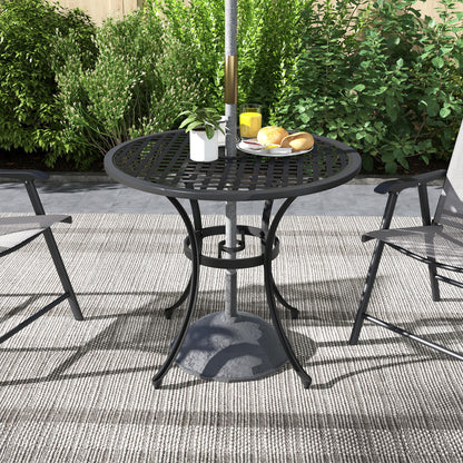 Outsunny Round Aluminium Table, with \'e2\'8c\'8050mm Parasol Hole