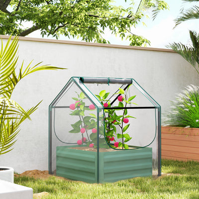 Outsunny 61 x 61cm Garden Planter Bed, with Cover - Green 