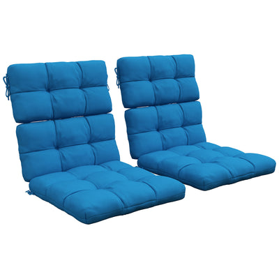 Outsunny 2-Piece Seat Cushion Replacement with Backrest, Garden Patio Chair Cushions Set with Ties, Blue 