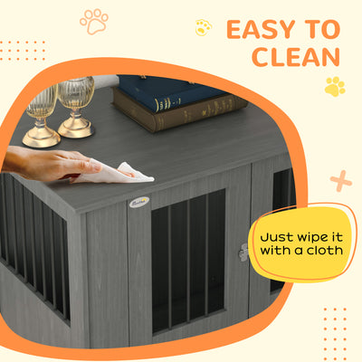 PawHut Dog Crate Table for Medium and Large Dogs with Magnetic Door for Indoor Use, 95 x 55 x 75 cm, Grey 