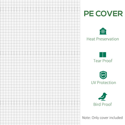 Outsunny 3 x 2 x 2m Greenhouse Replacement Cover ONLY Winter Garden Plant PE Cover for Tunnel Walk-in Greenhouse with Roll-up Windows Door Outdoor, White