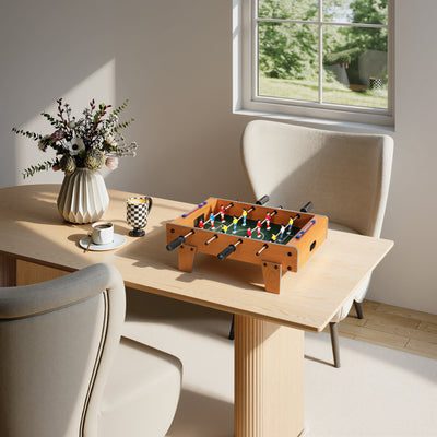 SPORTNOW 20 in Table-top Football Table with Stainless Steel Rods, Compact Foosball Table for Kids and Adults, All-Inclusive Foosball Game Set for Indoor, Nature Wood Finish 