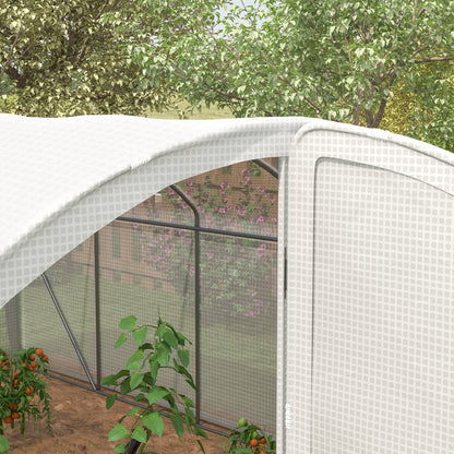 Outsunny Polytunnel Greenhouse Walk-in Grow House with UV-resistant PE Cover, Door, Galvanised Steel Frame, 4 x 3 x 2m, White 