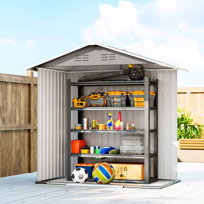 Outsunny 6.5 x 3.5ft Metal Garden Storage Shed - Light Grey 