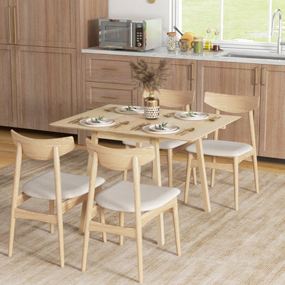 HOMCOM Solid Wood Folding Dining Table, Drop Leaf Table for 2-4 People,  Rectangle Kitchen Table for Small Space, Natural Wood Finish 