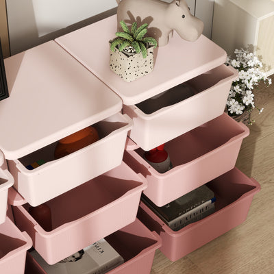 HOMCOM Kids Storage Unit, with Nine Drawers - Pink 