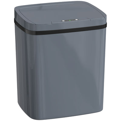 HOMCOM 15L Sensor Bin, Automatic Touchless Kitchen Bin, Easy Clean, Battery Operated for Home Office, Bedroom, Bathroom, Grey 