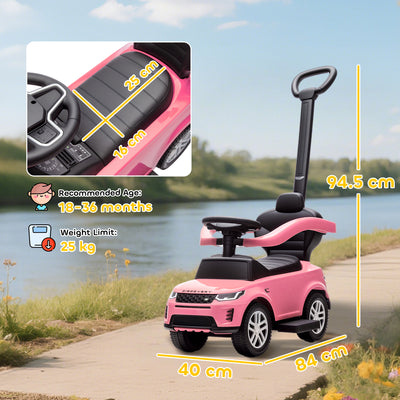 AIYAPLAY Land Rover Discovery Licensed Baby Push Car, 2-in-1 Ride on Car with Push Handle and Safety Guardrail, Pink 