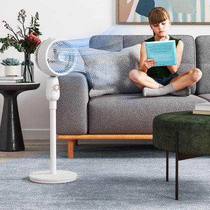HOMCOM Pedestal Fan, Powerful Air Circulator, 12 Inch Floor Standing Fan with 3 Speed Settings, Oscillating Function for Bedroom, Home and Office, White 