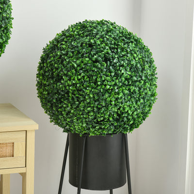 HOMCOM Set of Two Artificial Boxwood Balls Plants - Green 
