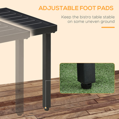 Outsunny Garden Side Table End Table Patio Coffee Table with Umbrella Hole, Steel Frame for Balcony, Black 