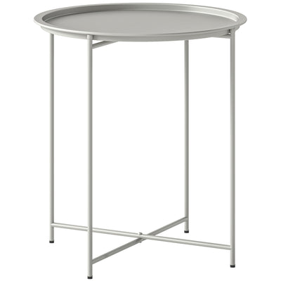 Outsunny Steel Removable Tray Top Garden Table - White 