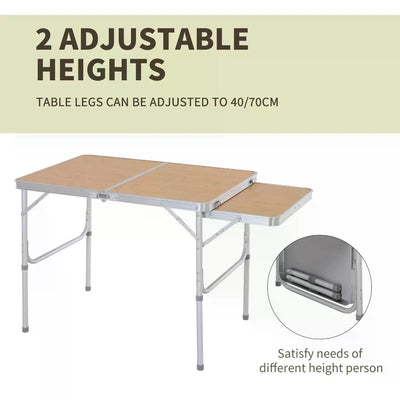 Outsunny 3ft Aluminium MDF-Top Folding Picnic Table Portable Camping Table 