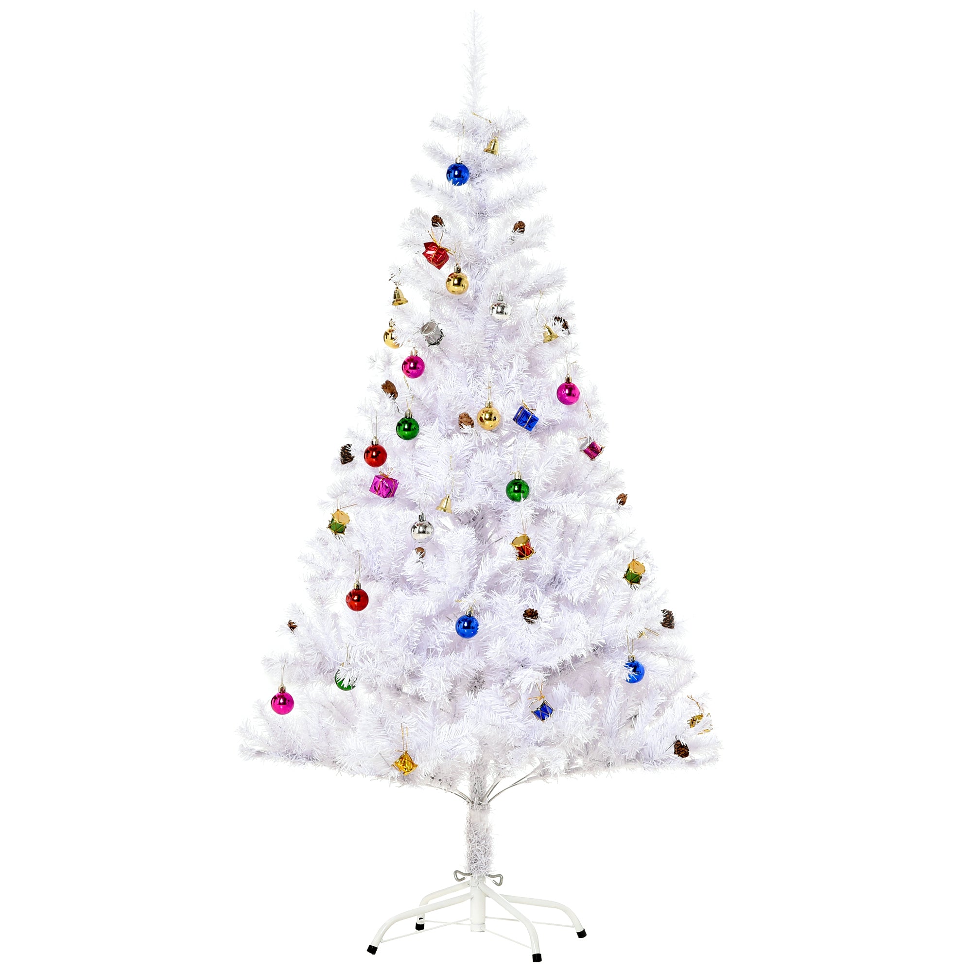 HOMCOM 5ft Snow Artificial Christmas Tree w/ Metal Stand Decorations Home Seasonal Elegant Faux White 