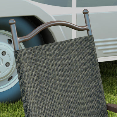 Outsunny Set of Two Folding Garden Chairs, with Fabric Mesh Seats - Dark Brown 