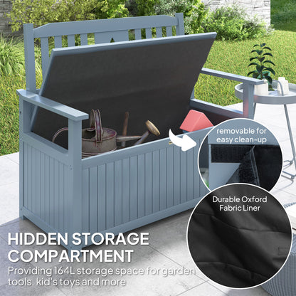 Outsunny Two-Seater Wooden Storage Bench - Grey 